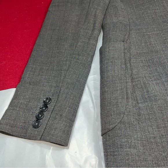 Allegory stretch GRAY WOOL Lycra TRENCH Sz 10 Pea Coat 6 Button Jacket 352834 L - Picture 7 of 15